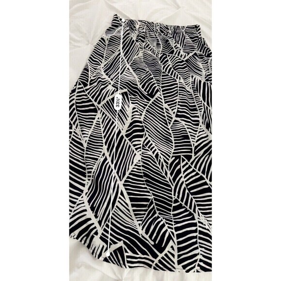 Ann Taylor Loft Maxi Skirt Women’s Medium Navy & White Foliage Pattern Tropical - Picture 9 of 12